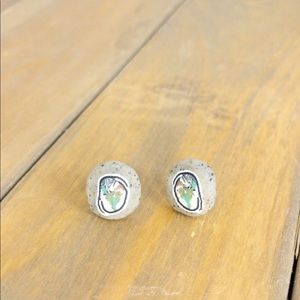 NWT Abstract Geode Titanium Post Earrings